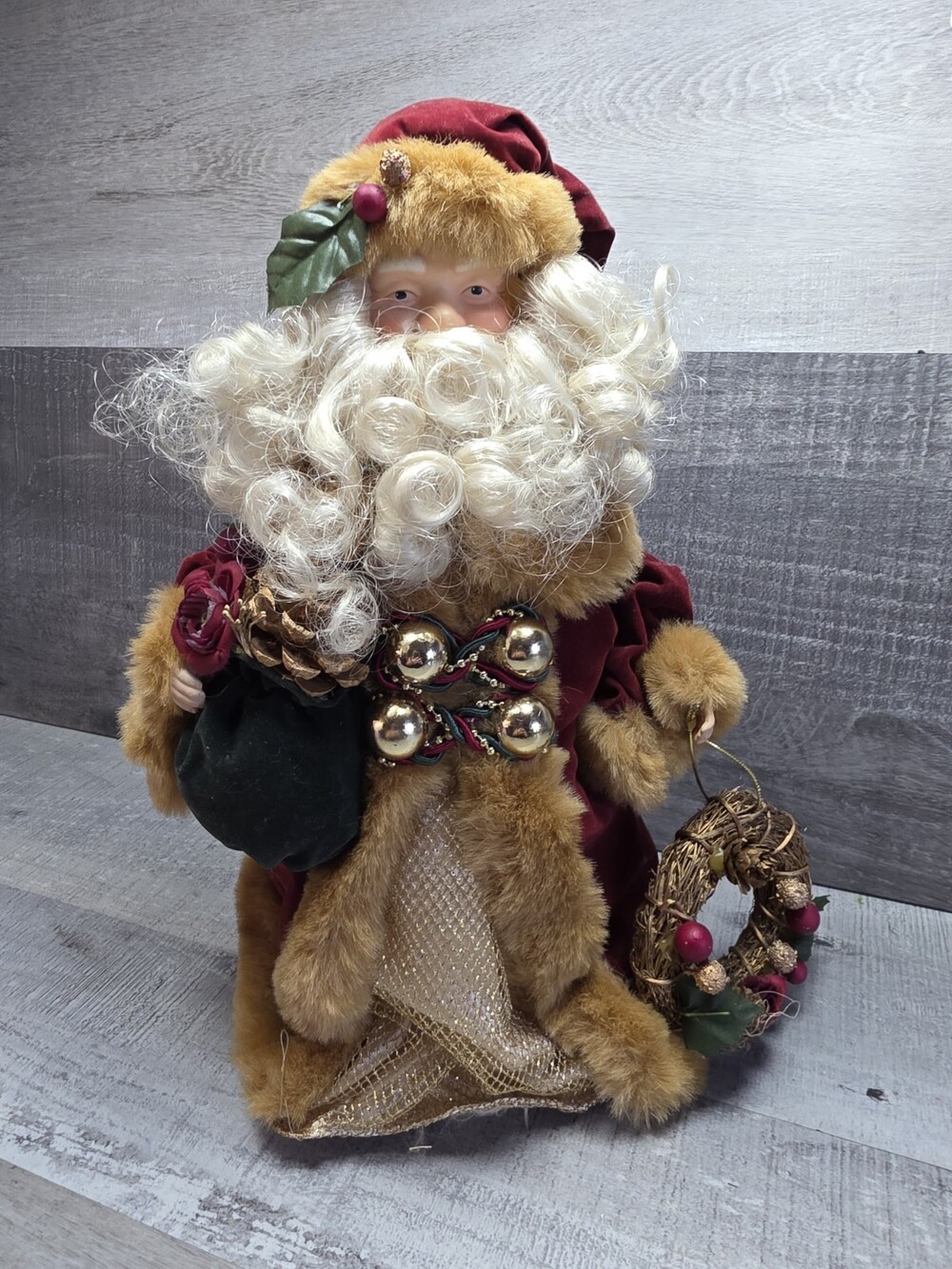 Rare Primitive Santa Figure 14" Woodsy Country Christmas Table Decor G29